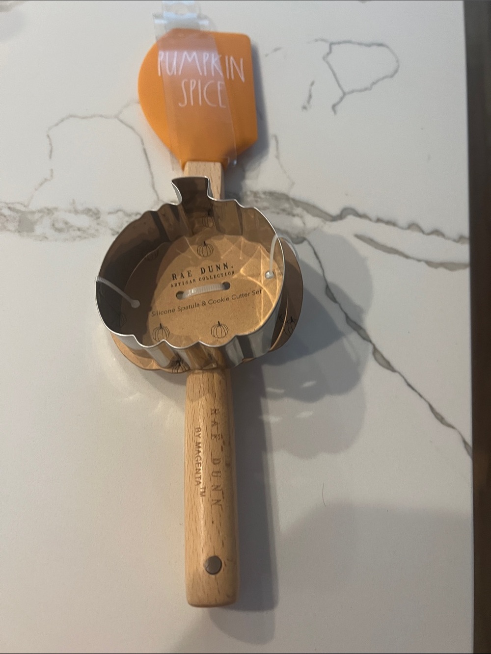 Rae Dunn Pumpkin Spice Silicone Spatula & Cookie Cutter Set - Orange